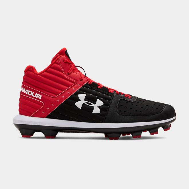 Under Armour Yard Mid TPU - Panske Baseballová Obuv - Čierne/Červené